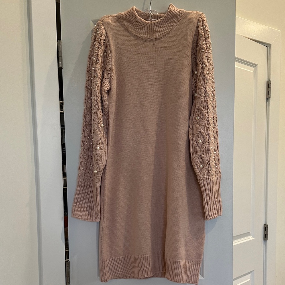 Eliza J Pink Knit Dress | Size M | Long Sleeve | 35.5"